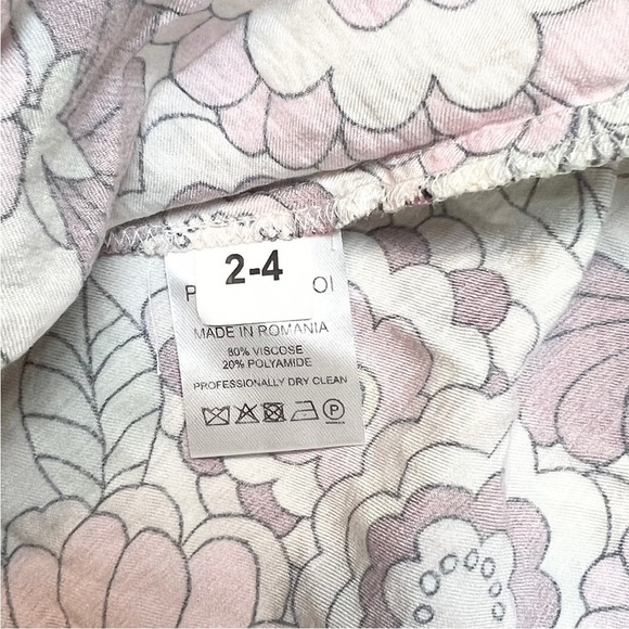 DODO BAR OR Kids Retro 70s Floral V-Neck Ruffle Short Sleeve Flare Skirt Dress 2 - Picture 7 of 9